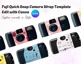 Fujifilm Quicksnap Flash Camera Wrap | Editable Canva Template | Printable Disposable Camera template