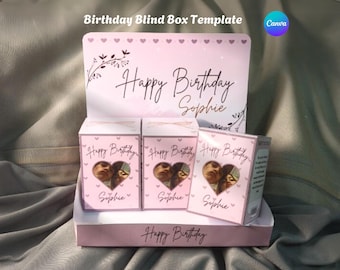 Birthday Blind Box Template | DIY Personalized Surprise Gift | Canva Editable | Printable Mystery Box Display