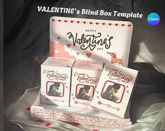DIY Custom Valentines Blind Box Template: Printable Mystery Gift Box template