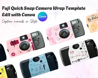 Custom Fuji Camera Wrap: Printable Party Sticker (Canva Template)