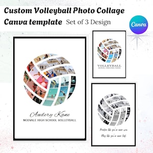 Custom Volleyball Photo Collage – Volleyball Gift, Printable Poster, Volleyball Keepsake, Volleyball coach Gift, Senior Gift Canva Template