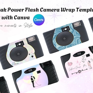 以下が含まれることがあります： 異なるデザインの6つのカスタマイズ可能なカメララップのセット。デザインには、青と白の大理石模様、ハートと「Saphia & Denise」のテキストが入ったピンクのデザイン、 「Floria」のテキストが入ったホログラフィックデザイン、ピンクと白のカップルデザイン、ピンクと白のチェック柄デザイン、ピンクと白の花柄デザインが含まれています。