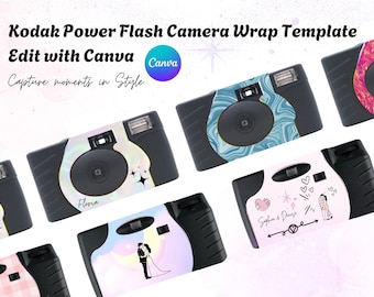 Kodak Power Flash Camera Wrap Template | Editable in Canva | Printable Sticker for Disposable Camera