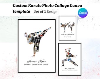 Karate Photo Collage Senior Night Graduation Gift Canva Template Martial Artist Student DIY Custom Editable Template | Digital Download