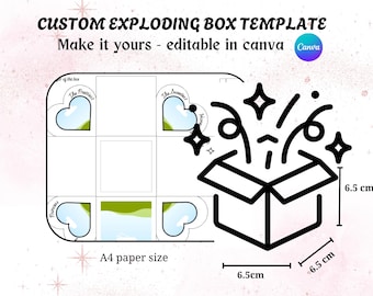 DIY Exploding Surprise Box Template: Printable Birthday Gift (Canva Template)