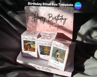 Pink Valentine’s & Birthday Blind Box Template | DIY Personalized Gift | Editable in Canva | Printable Box