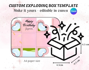 Valentine’s Exploding Gift Box Template Jumbo Size | Cut File | Layered Card Explosion Box