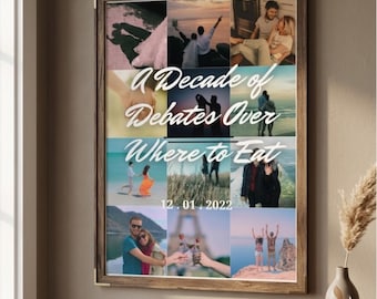Custom photo collage, 1st year Anniversary gift for husband, gift for wife, Personalized photo collage gift, Canva Template