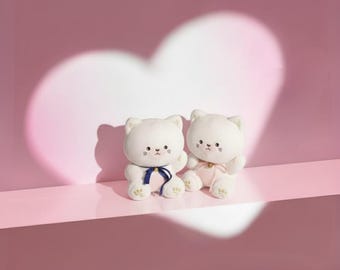 Couple Cat Plushies – Cute Cat Couple Gift, Anniversary Gift for Girlfriend/Boyfriend, Valentine’s Day Gift, Cat Lover Birthday Gift