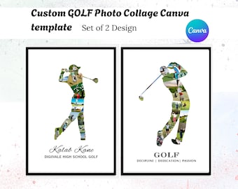 Golf Photo Collage Senior Night Graduation Gift Canva Template Golfer Student Athlete Printable Poster DIY Custom | Digital Download