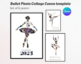 Personalized Ballet Photo Collage | Custom Ballerina Gift for Dancers | Editable Canva Template | Digital Download