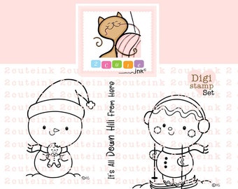 Winter Buddies Digital Stamp Set - Snowman Digital Stamps - Gingerbread Digital Stamps - Christmas Digital Stamps - Christmas Stamps