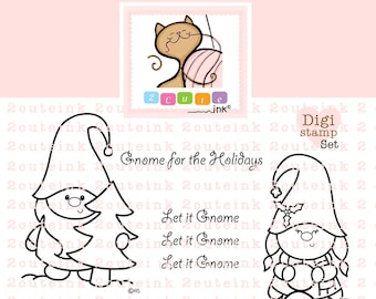 Digital Stamps - Christmas Gnomes Digital Stamp Set - Gnome Digital Stamps - Christmas Digital Stamps - Digital Stamps for Card Making