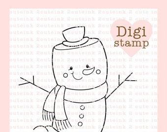 Marshmallow Snowman Digital Stamp - Snowman Digital Stamps - Christmas Digital Stamps - Winter Digital Stamps - Christmas Stamps