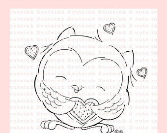 Owl You Need Is Love Digital Stamp - Valentine Printable - Owl Stamp - Owl Printable for Cardmaking