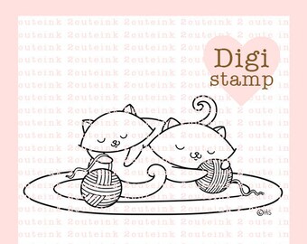 Cat Nap Digital Stamp - Digital Stamps for Card Making - Cat Digital Stamp - Cat Stamp - Cat Art - Cat Digital Art - Cat Printable Art
