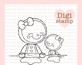 Baked With Love Digital Stamp - Gingerbread Stamp - Digital Baking Stamp - Gingerbread Art - Gingerbread Card Supply - Baking Craft Supply