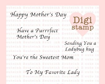 Mother's Day Digital Stamp Sentiments for Card Making, Scrapbooking and Paper Crafts
