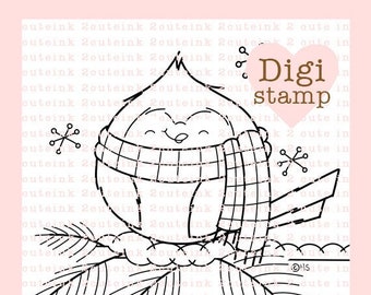 Winter Cardinal Digital Stamp - Digital Stamps for Card Making - Christmas Digital Stamp - Bird Digital Stamp - Cardinal Printable