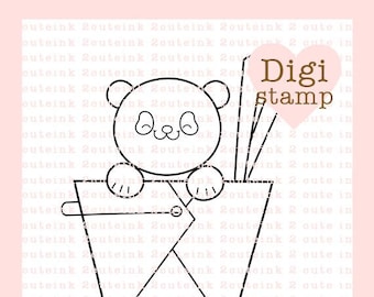 Thai/Chinese Food Panda Digital Stamp - Panda Digital Stamp - Chinese Food Stamp - Panda Art - Thai/Chinese Food Craft Supply