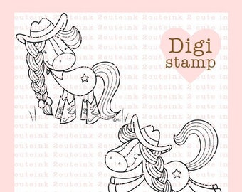 Country Horses Digital Stamps for Card Making, Paper Crafts, Scrapbooking, Invitations, Stickers, Coloring Pages
