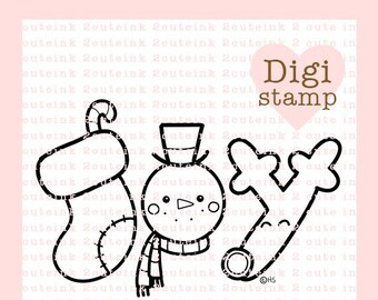 Joy Digital Stamp Line Art for Christmas, Card Making, Paper Crafts, Scrapbooking, Hand Embroidery, Jewlery, Coloring Pages
