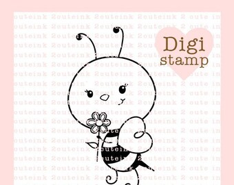 Sweet Honey Bee Digital Stamp for Card Making, Paper Crafts, Scrapbooking, Hand Embroidery, Invitations, Stickers, Coloring Pages