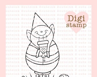 I Love You A Latte Gnome Digital Stamp for Father's day, Card Making, Paper Crafts, Scrapbooking, Coloring Pages, Stamping, Digital Stamps