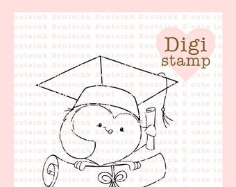 Graduation Owl Digital Stamp for Card Making, Paper Crafts, Scrapbooking, Hand Embroidery, Invitations, Stickers, Cookie Decorating