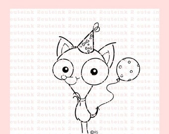 Party Chihuahua Doggie Digital Stamp for Card Making and Crafts