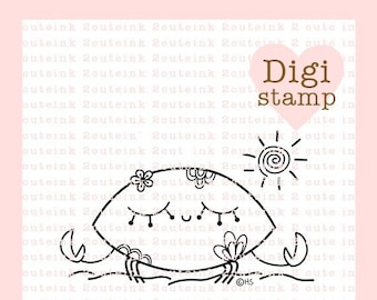 Yoga Crab Doodle Digital Stamp for Card Making