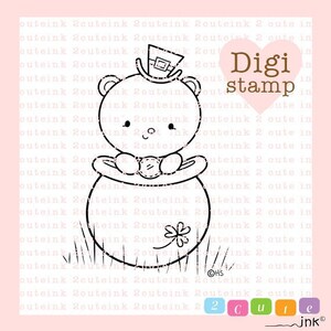 St. Patricks Day Bear Digital Stamp, Irish Bear Digi Stamp for Card Making and Paper Crafts image 1