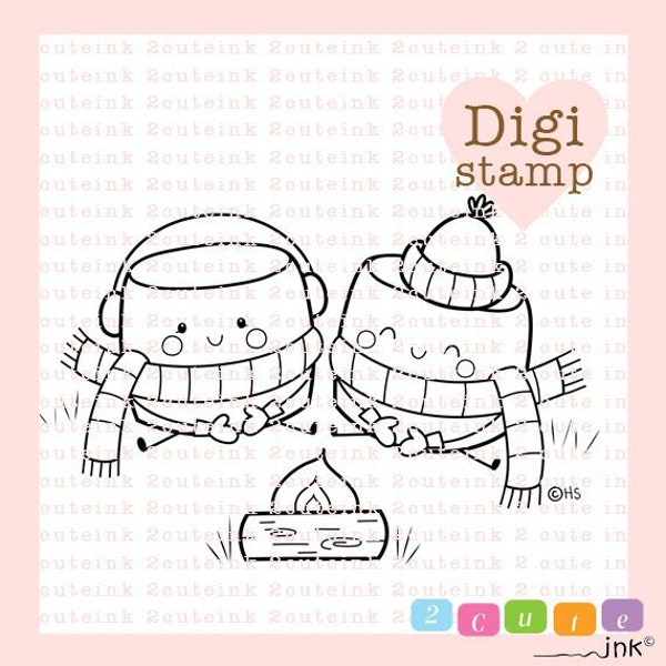 Toasty Marshmallow Digital Stamp - Marshmallow Digital Stamps - Fall Digital Stamps - Fall Digi Stamps - Fall Digital Downloads