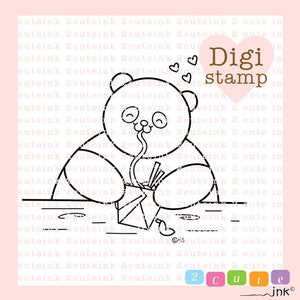 Eu amo carimbo digital de panda de comida chinesa para fazer cartões, selos digitais de panda, artesanato em papel, scrapbooking, arte de panda imprimível
