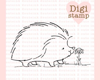 Hedgie the Hedgehog Digital Stamp for Card Making, Paper Crafts, Scrapbooking, Hand Embroidery, Invitations, Stickers, Cookie Decorating