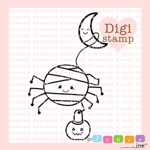 Mummy Spider Digital Stamp - Halloween digi - Spider digital art for - Card Making - Paper Crafts - Scrapbooking - Stickers - Coloring Pages