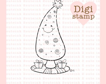 Holiday Tree Digital Stamp for Card Making, Paper Crafts, Scrapbooking, Hand Embroidery, Invitations, Stickers, Coloring Pages