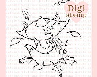 Fall Fox Digital Stamp for Card Making, Paper Crafts, Scrapbooking, Hand Embroidery, Invitations, Stickers, Coloring Pages
