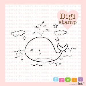 Whale Fun Digital Stamp for Card Making and Crafts image 1