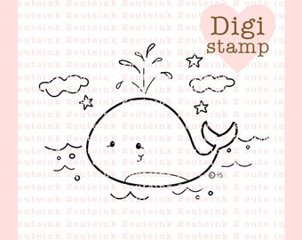 Whale Fun Digital Stamp for Card Making and Crafts