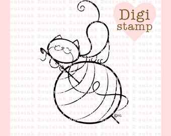 Crochet Cat Digital Stamp for Card Making, Paper Crafts, Scrapbooking, Hand Embroidery, Invitations, Stickers, Coloring Pages