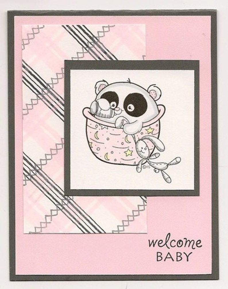 Baby Panda Digital Stamp for Card Making, Paper Crafts, Scrapbooking, Hand Embroidery, Invitations, Stickers, Coloring Pages image 2