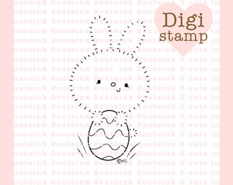 Bunny Easter Egg Digital Stamp for Card Making, Paper Crafts, Scrapbooking, Hand Embroidery, Invitations, Stickers, Cookie Decorating