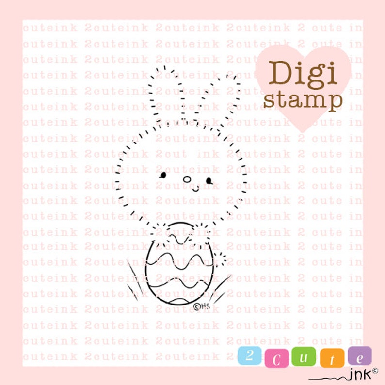 Bunny Easter Egg Digital Stamp for Card Making, Paper Crafts, Scrapbooking, Hand Embroidery, Invitations, Stickers, Cookie Decorating image 1