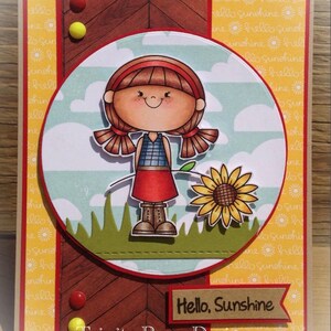 Sunflower Girl Digital Stamp for Card Making, Paper Crafts, Scrapbooking, Hand Embroidery, Invitations, Stickers, Coloring Pages image 3