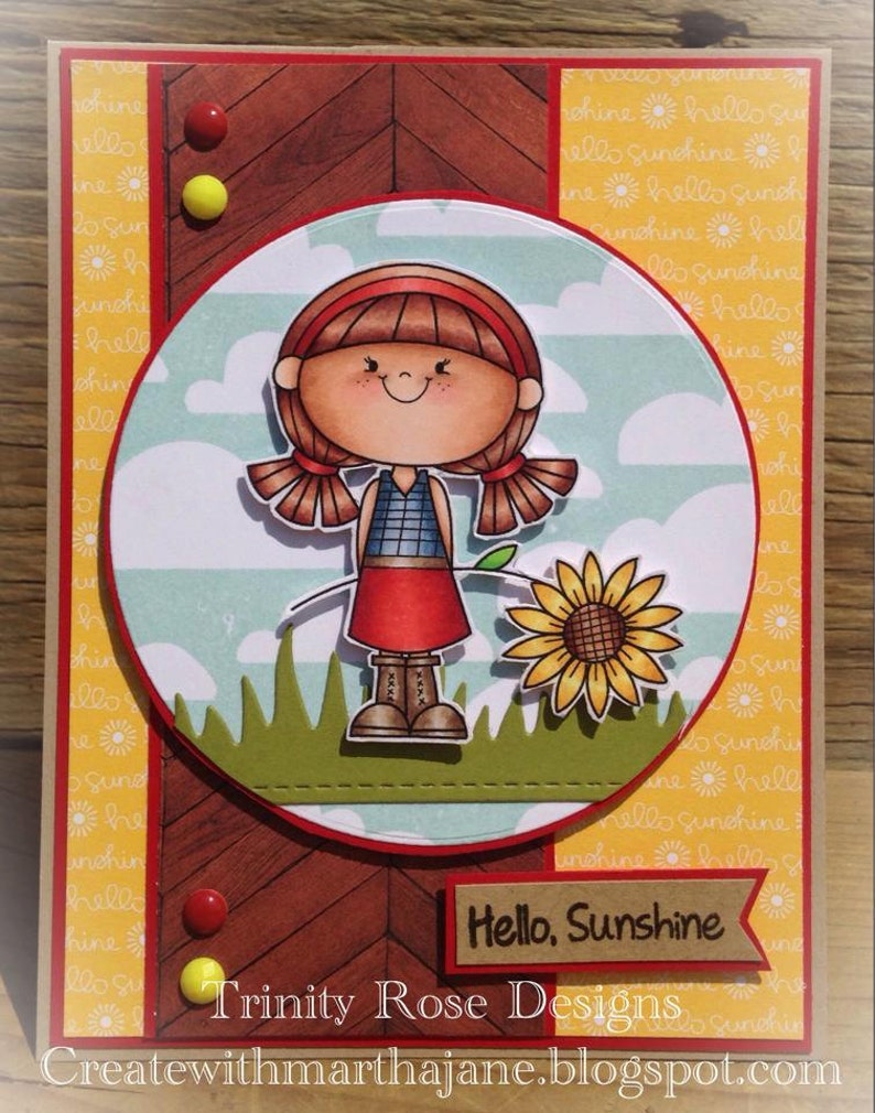 Sunflower Girl Digital Stamp for Card Making, Paper Crafts, Scrapbooking, Hand Embroidery, Invitations, Stickers, Coloring Pages image 3
