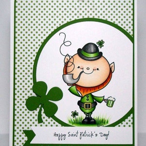 Little Leprechaun Digital Stamp, St Patricks Day Digi Stamp for Card Making and Paper Crafts image 2