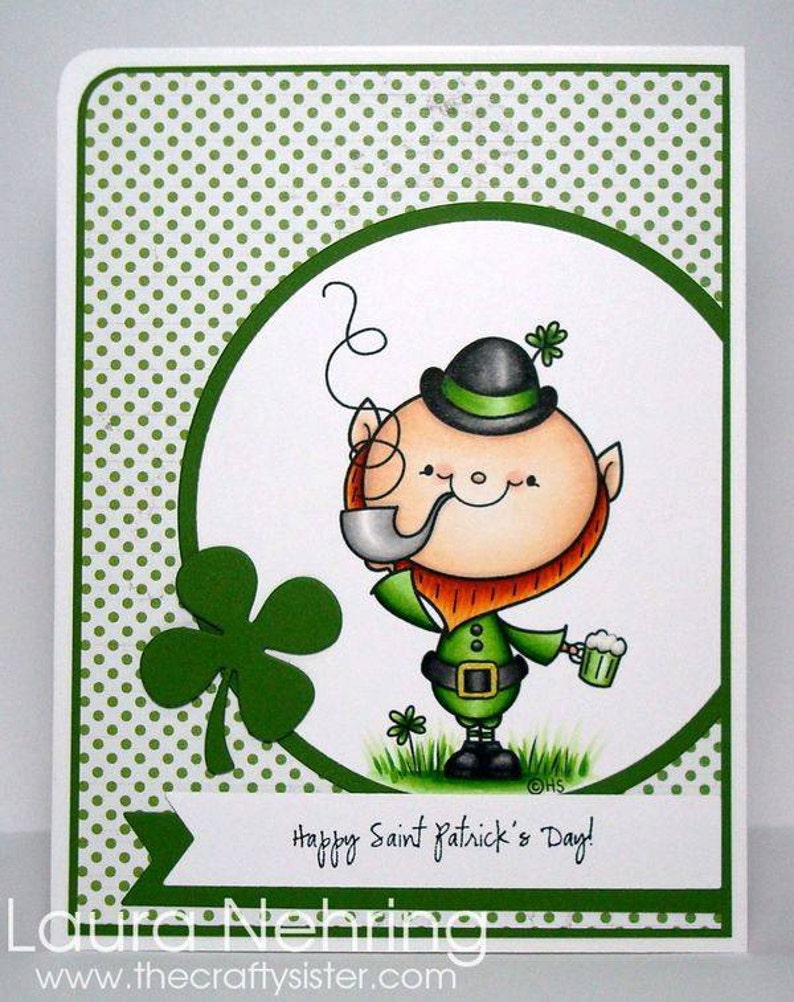 Little Leprechaun Digital Stamp, St Patricks Day Digi Stamp for Card Making and Paper Crafts image 2