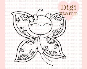 Butterfly Doodle Digital Stamp for Card Making, Paper Crafts