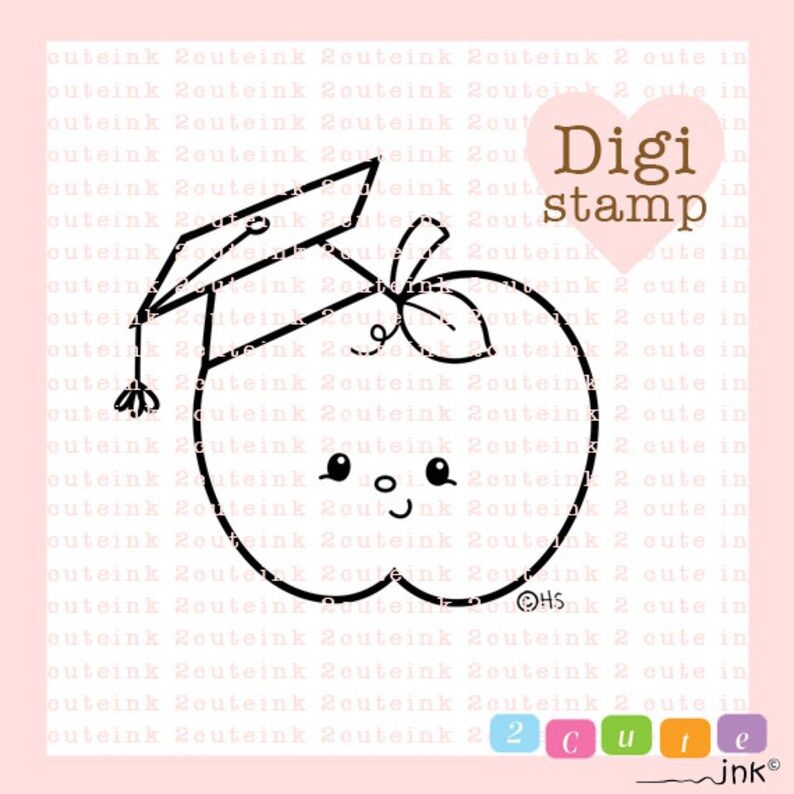 Graduation Apple Digital Stamp Apple Digital Stamp Digital | Etsy